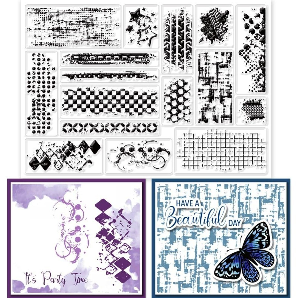 

1pc Graffiti Background Silicone Clear Stamps Ink Mark Stain Background Clear Stamps Mosaic Pattern for Card Making