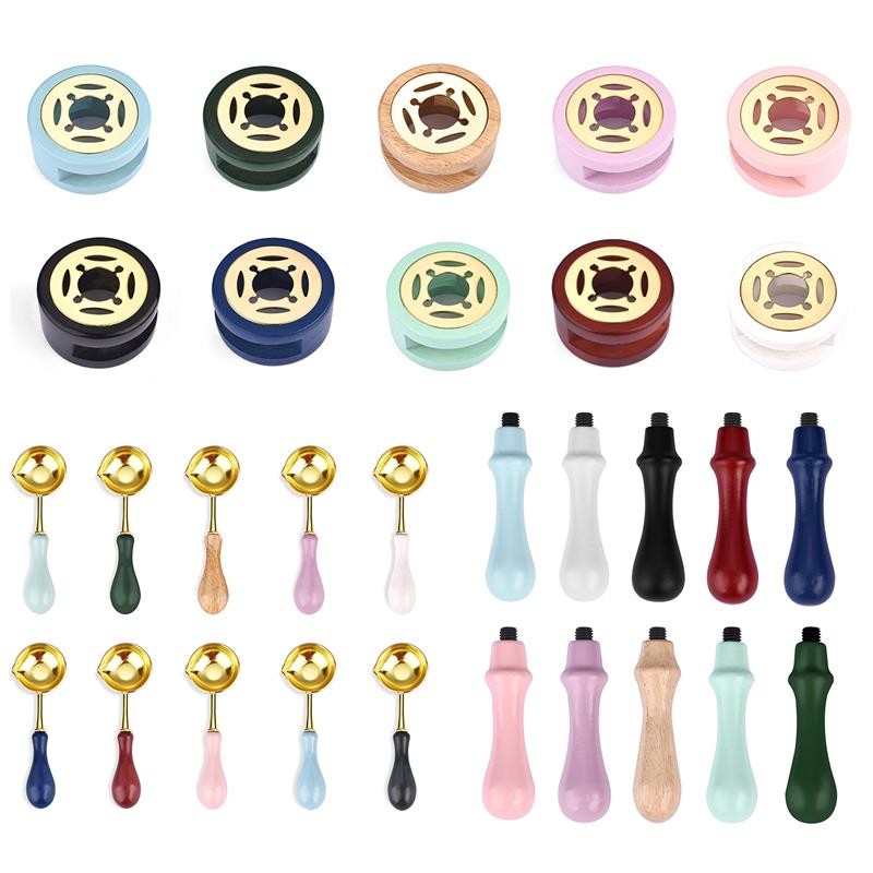 

Wax Seal Stamp Set Lacquer Furnace Solid Wood Stove Fire Paint Seal Supplies Wax Spoon Sealing Wax Melting Pot Craft Supplies