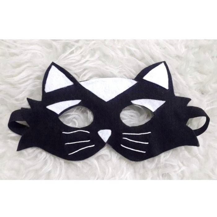 Topeng Kucing Kostum Kucing Hitam Binatang Hewan Bando Kucing - Putih