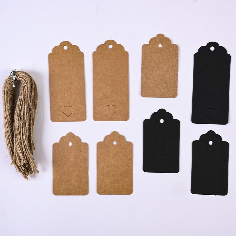 

50/100pcs 7x4cm Kraft Paper Tag Brown Lace Scallop Head Tag Luggage Wedding Note DIY Blank Price Tag Kraft Paper Gift Label