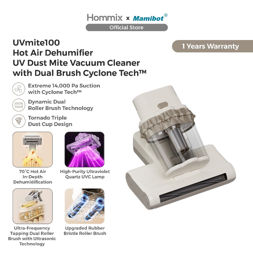 Hommix UVmite100 Anti Dust Mites UV Vacuum Cleaner  | Penyedot Debu Tungau |  Penyedot Debu Genggam 