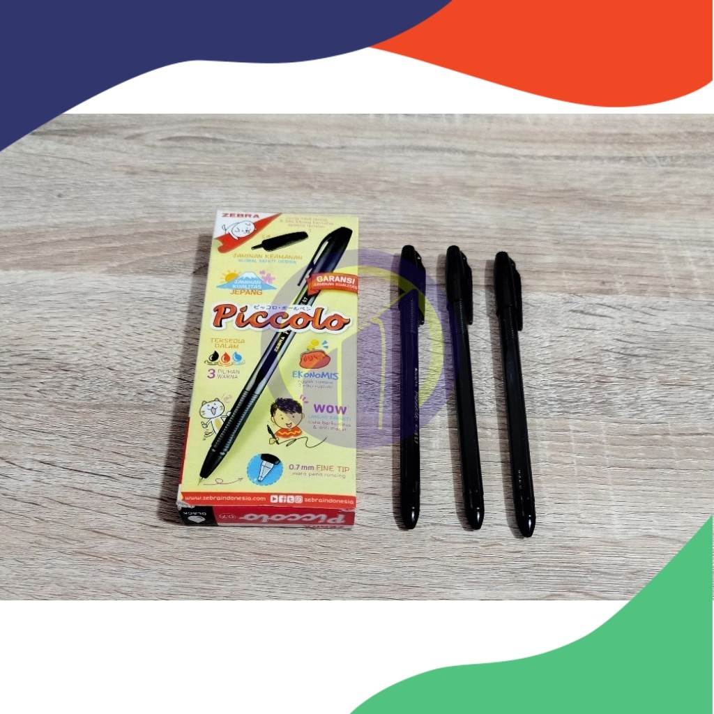 

(LUSIN) Pena / Pulpen Ballpoint Zebra Piccolo 0.7 Isi 12pcs