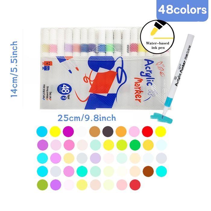 

Hightune Acrylic Marker Set Spidol Akrilik DIY Painting Spidol - 12/24/36/48/60/80 Warna - Alat Tulis - 48