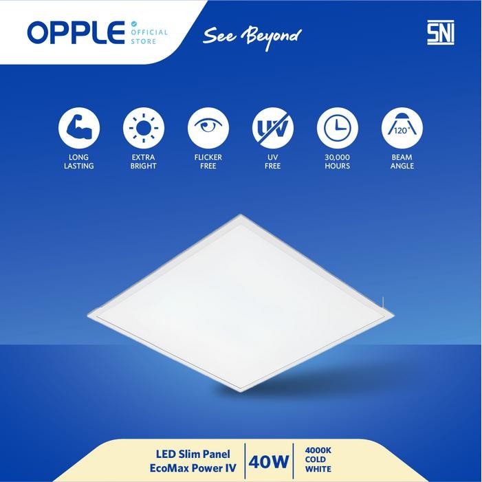 OPPLE LED Lampu Panel Slim EcoMax Power Ⅲ 595mm x 595 mm 40W IP44 - 4000K CoolWhite