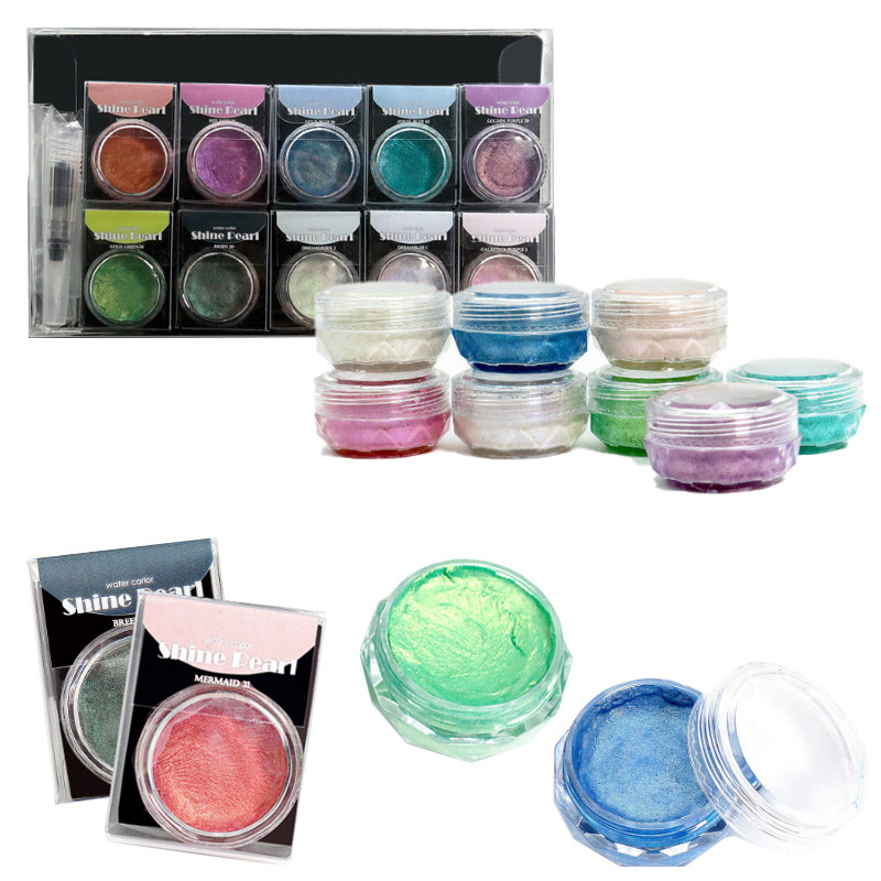 

Monochrome Pearlescent Solid Watercolor Pigments Easy To Smudge for Brighten Details Outdoor Sketching Decorative Creation