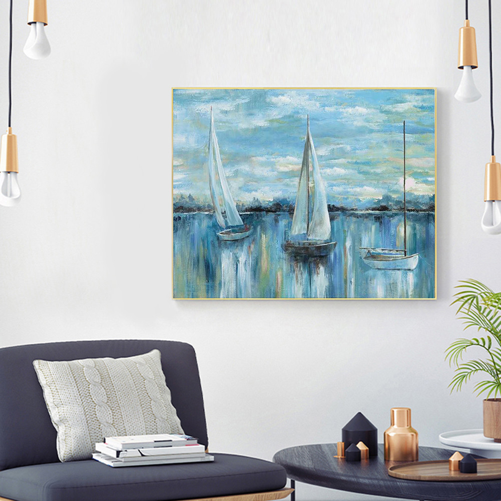 

Sailboat Oil Paint By Numbers Kit Frameless Drawing Picture Home Wall Decor