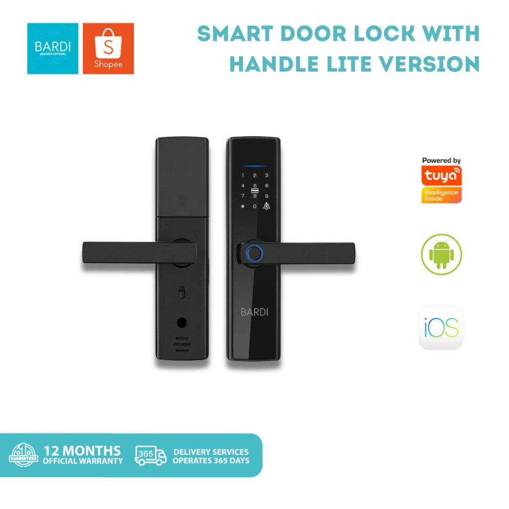 BARDI Smart Door Lock LITE Handle Kunci Pintu Otomatis Digital Doorlock RFID Fingerprint Tuya