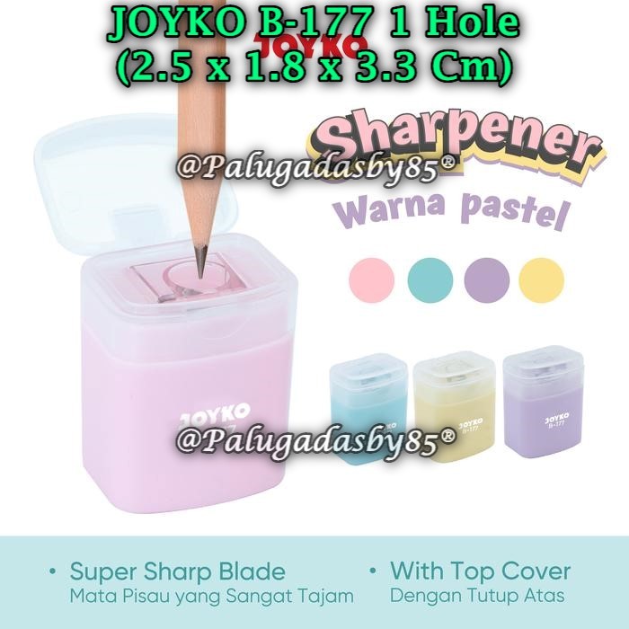 

(1 Pak Isi 24 Pcs) GROSIR Rautan JOYKO B-177 Pastel 1 Lubang / Sharpener Joyko B-177 (1 Pak/24 Pcs)