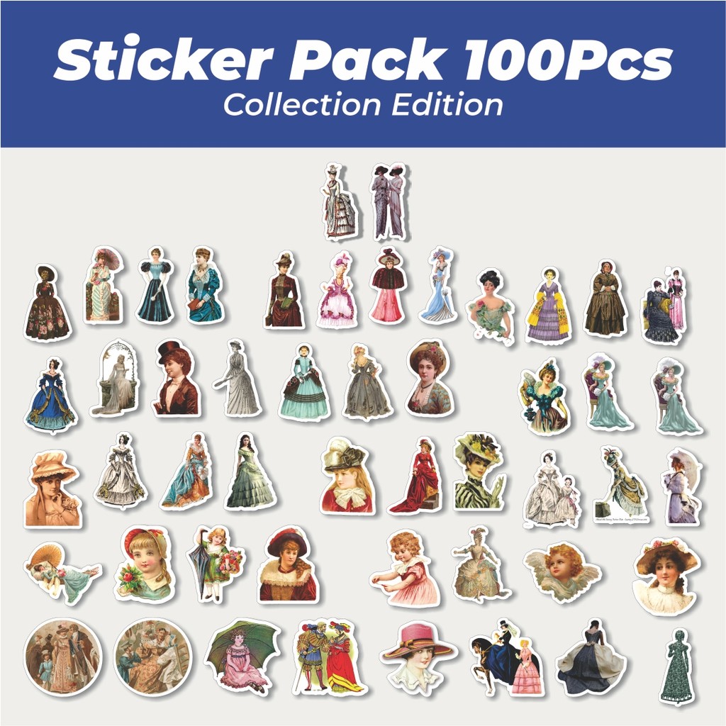 

Hot Stiker Series Victorian Fashion Lucu Anti Air Stikers Berperekat Waterproof Sticker Decal Buat Motor Helm Buku Journal Koper Casing HP Laptop Botol Minum