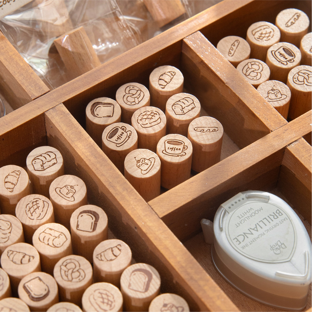 

1pcs Bread coffee Themed Mini Decorations Prints Stamps Seal DIY Crafts Supplies Scrapbook Envelope Stamps Student Supplies