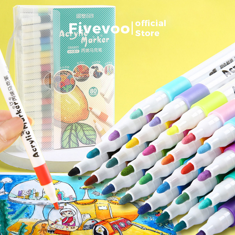 

FIVEVOO 12-80 pcs color Pen Akrilik Marker/ Cepat Kering Tahan Air/DIY Painting Spidol Pastel Pulpen Drawing Warna/ Spidol Akrilik Serbaguna