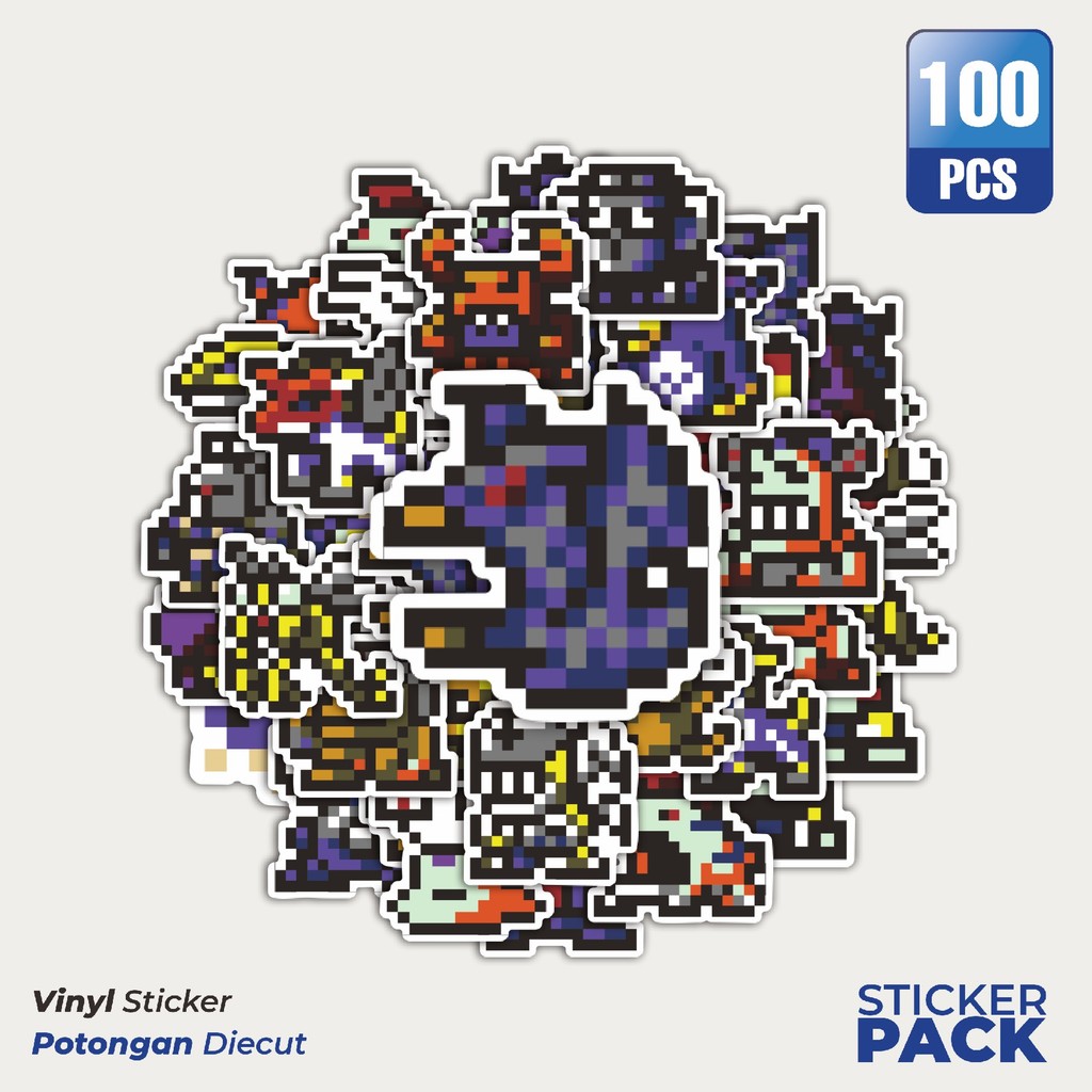 

Super Hemat! 100 PCS Stiker Pixel Digimon V3 Waterproof Aesthetic- Untuk Laptop, Motor, dan Helm - Paper Stationery Pack
