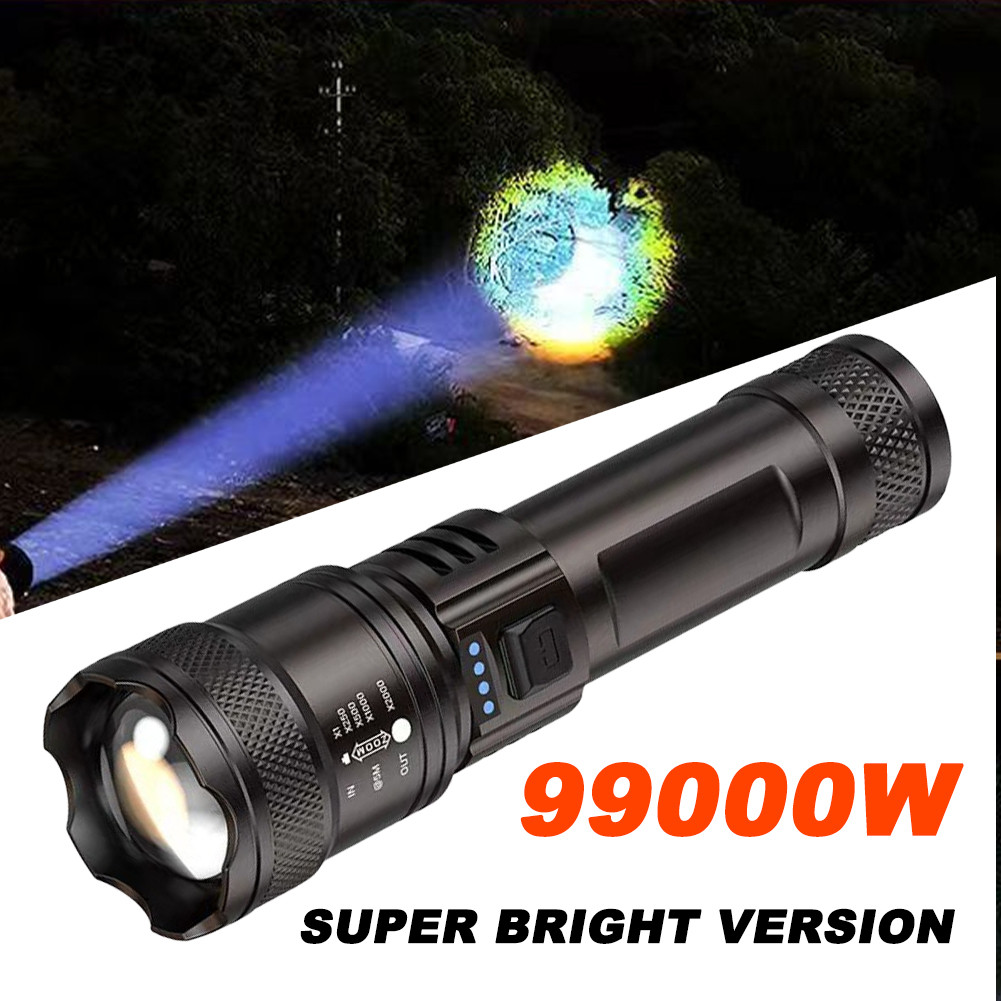 Senter Super Terang Genggam Malam LED Tampilan Daya