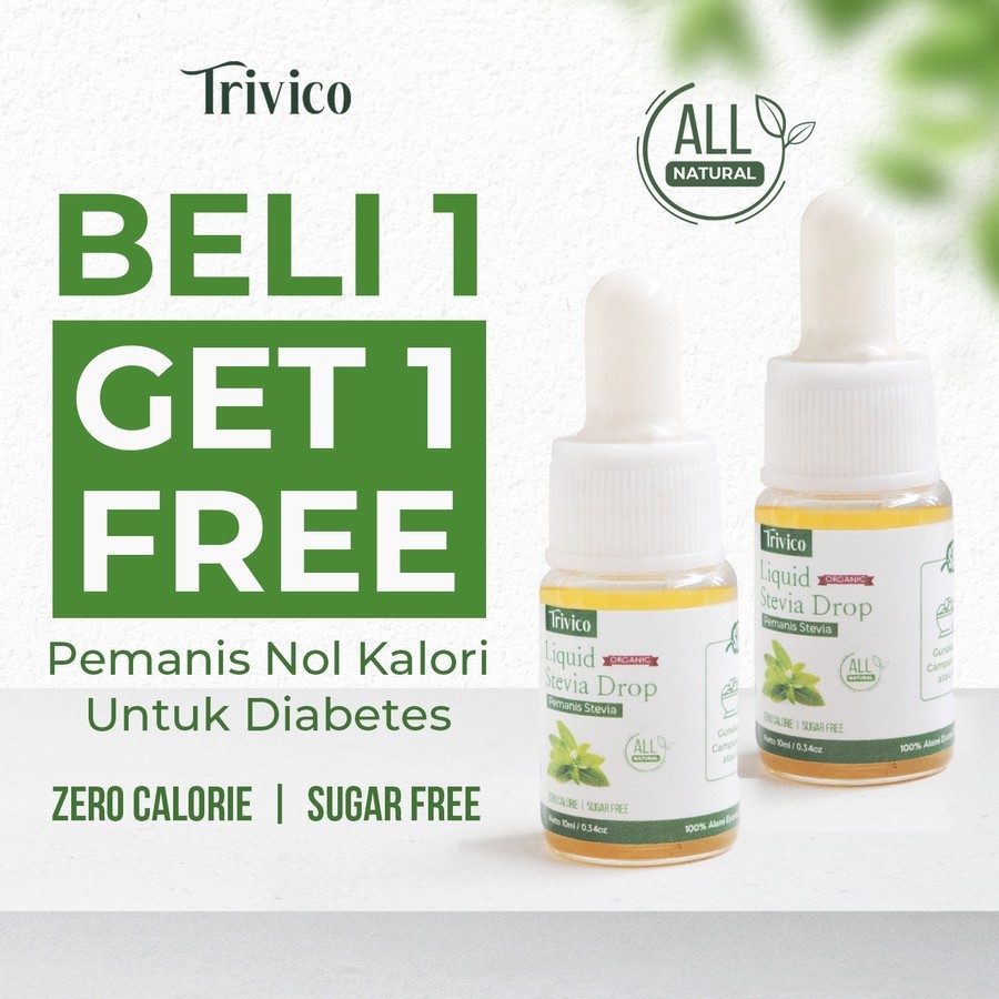 

Emama.store Trivico Paket Stevia Cair Isi 2 pcs - Pemanis Nol Kalori Alami