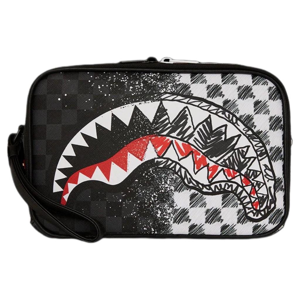 Sprayground Scribble Dribble Check Toiletry / Tas Branded Original