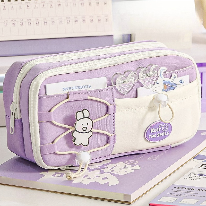 

Cute and Stylish Pen Case with Double Drawstrings Large Capacity Simple and High Appearance Level Stationery Box