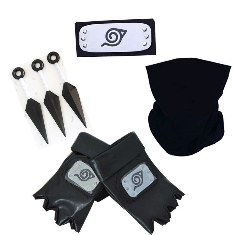 Accessories cosplay kakashi 7Pcs Peralatan Naruto Kakashi Headband Kakashi Mask Kakashi Gloves