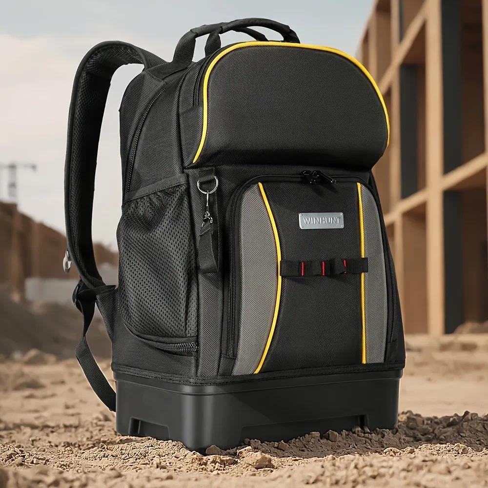 New Heavy Duty High Quality Tool Backpack with Big Plastic Bottom Electrician Backpack for Tool Orga