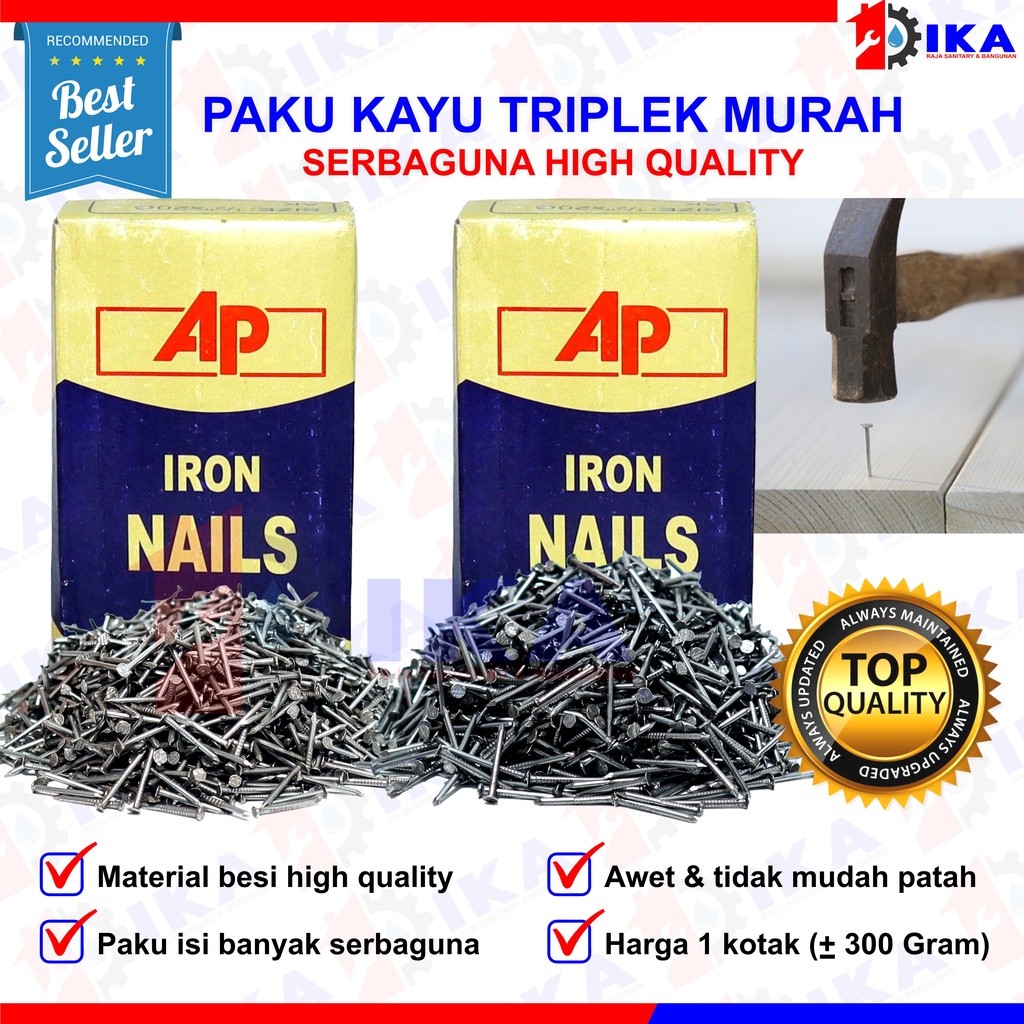 SAB PAKU TRIPLEK 5/8" MERK POWER TRIPLEX JARUM KACA / IRON PANEL PINS