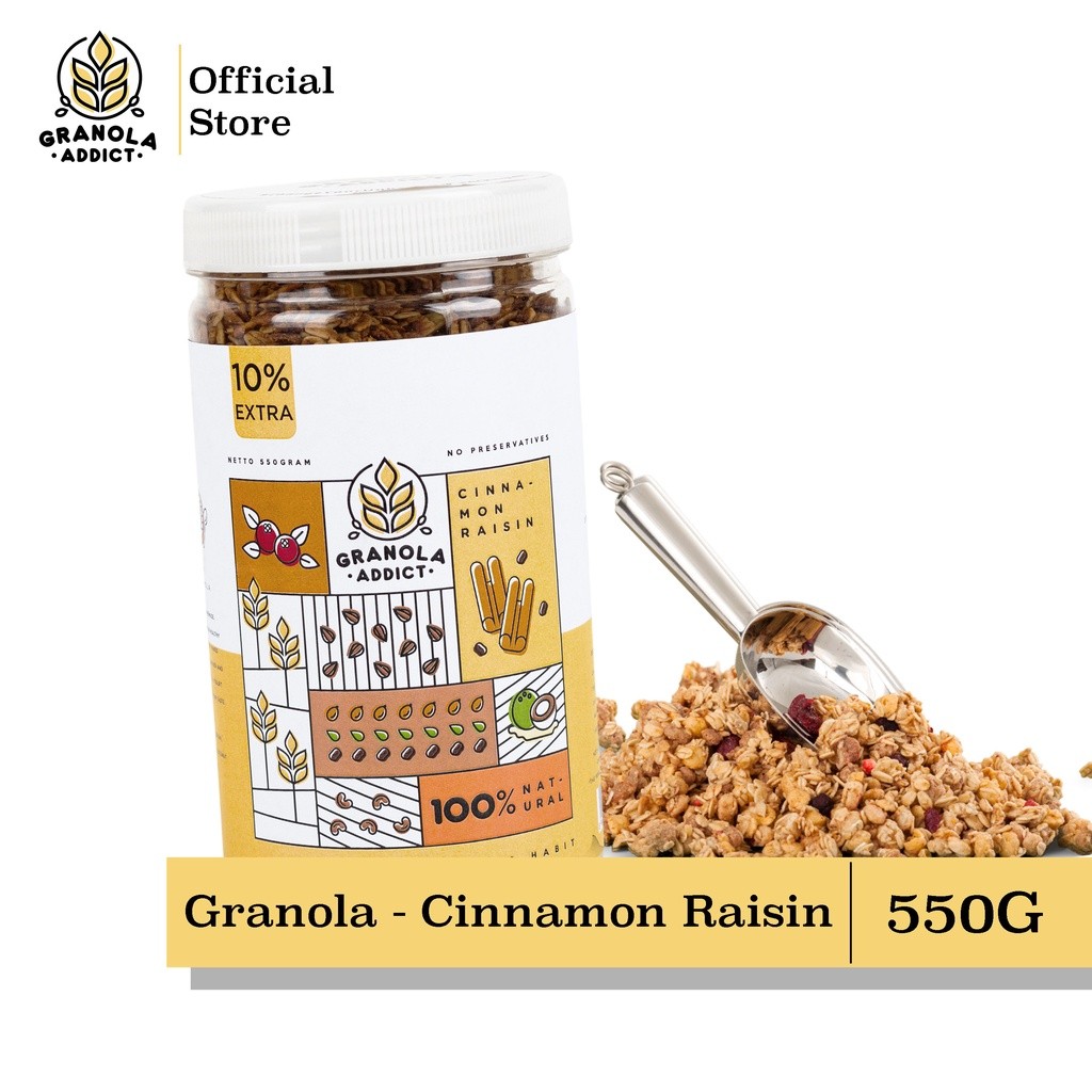 

Granola Addict - Cinnamon Raisin 550G (500G EXTRA + 50G)