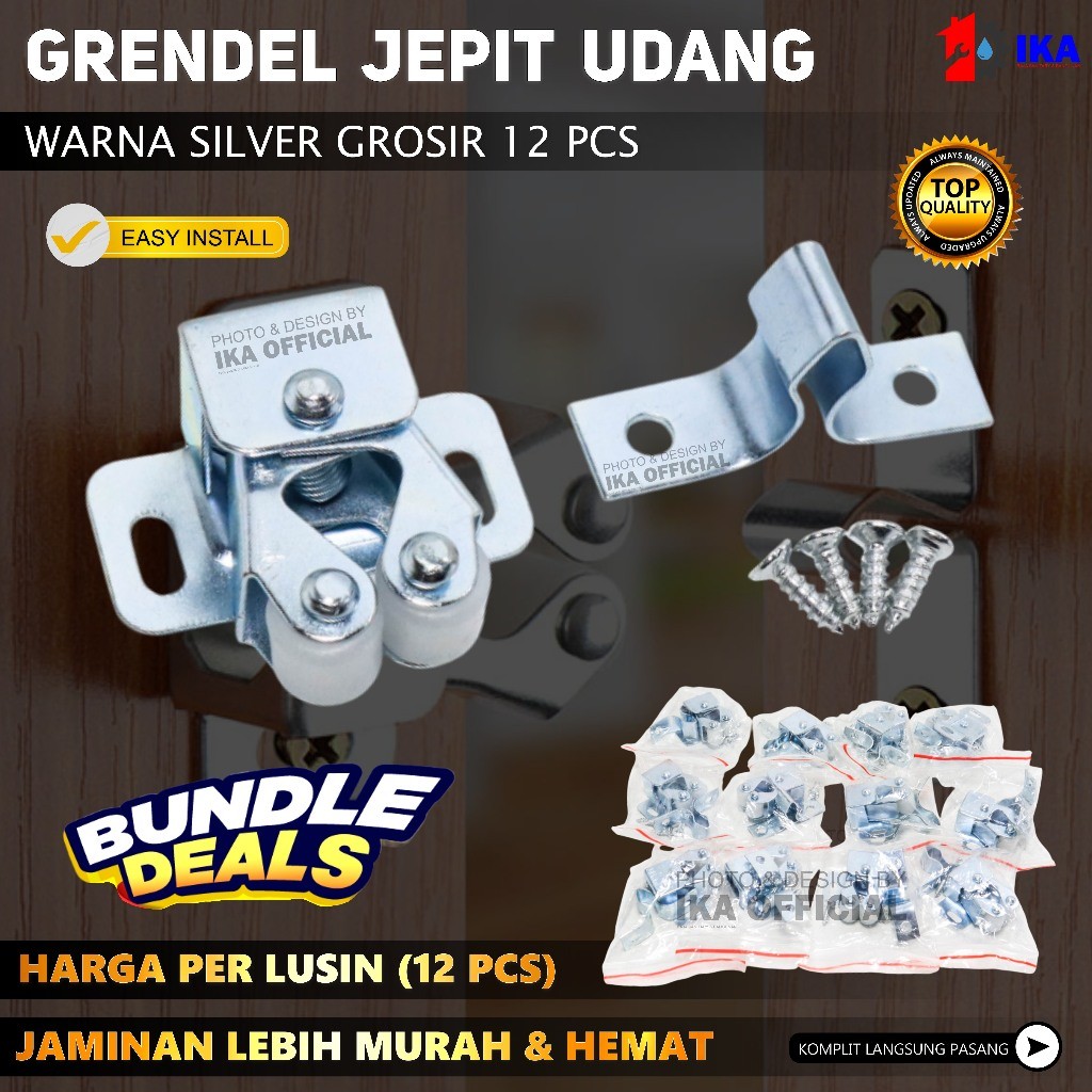 12 PCS Capit Jepit Udang Pintu Lemari SILVER Grendel Masa / Grendel Jepit Udang / Capitan Lemari / C