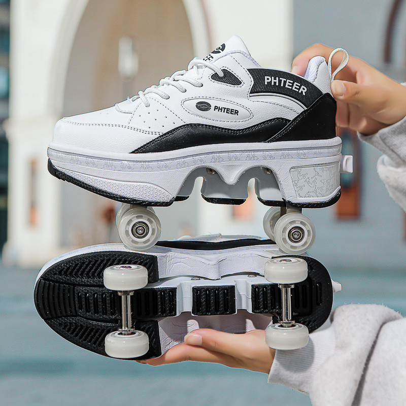 Sepatu Roda Batas Sepatu Transformasi Empat Roda Sepatu Roda Ganda untuk Pria dan Wanita Dewasa Sepa