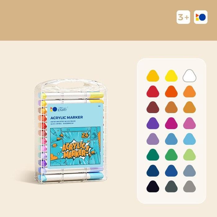

24/48/60/80 Warna Pen Marker Akrilik Anak Peralatan Tulis Karet Graffiti Pen Cat Tetap Air Seni Pen Marker - 24 Warna