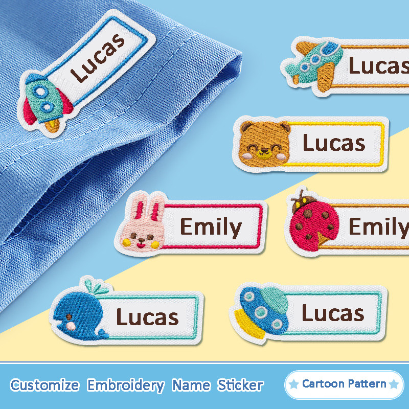 

Customize Embroidery Name Sticker For Kids Sewable On Clothes School Uniform Towel Bag Student Child Personal Name Label Tags