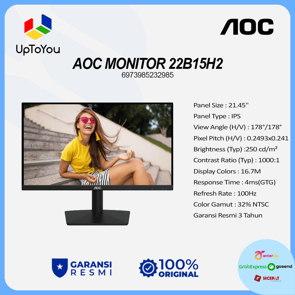 AOC MONITOR 22B15H2 21.45" IPS 100Hz
