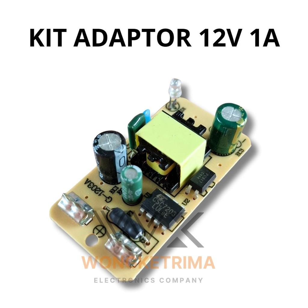 KIT ADAPTOR 12V 1A SMPS 12 Volt 1 Amper Plus LED Indikator