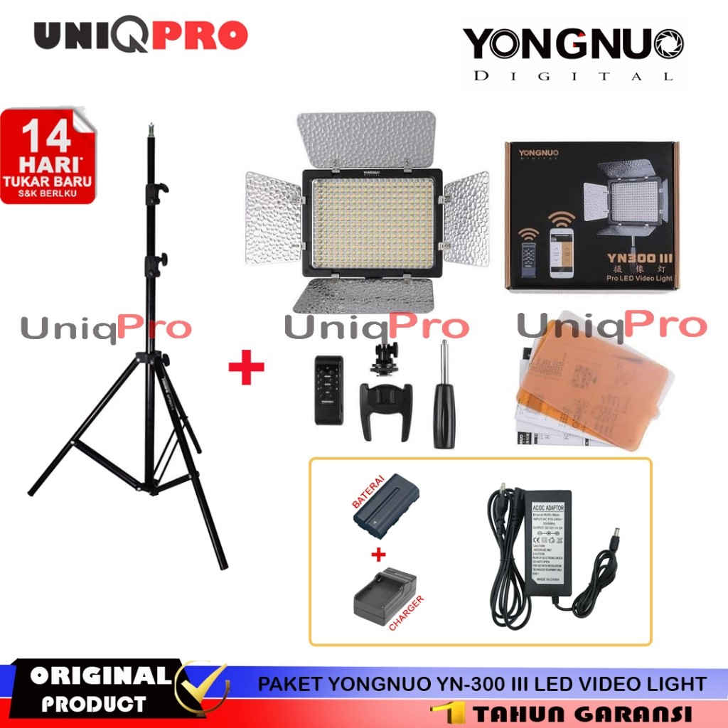 NEW PRODUK YONGNUO YN300 III LED VIDEO LIGHT - PAKET LAMPU STUDIO YONGNUO YN300III YN 300 III TERLAR