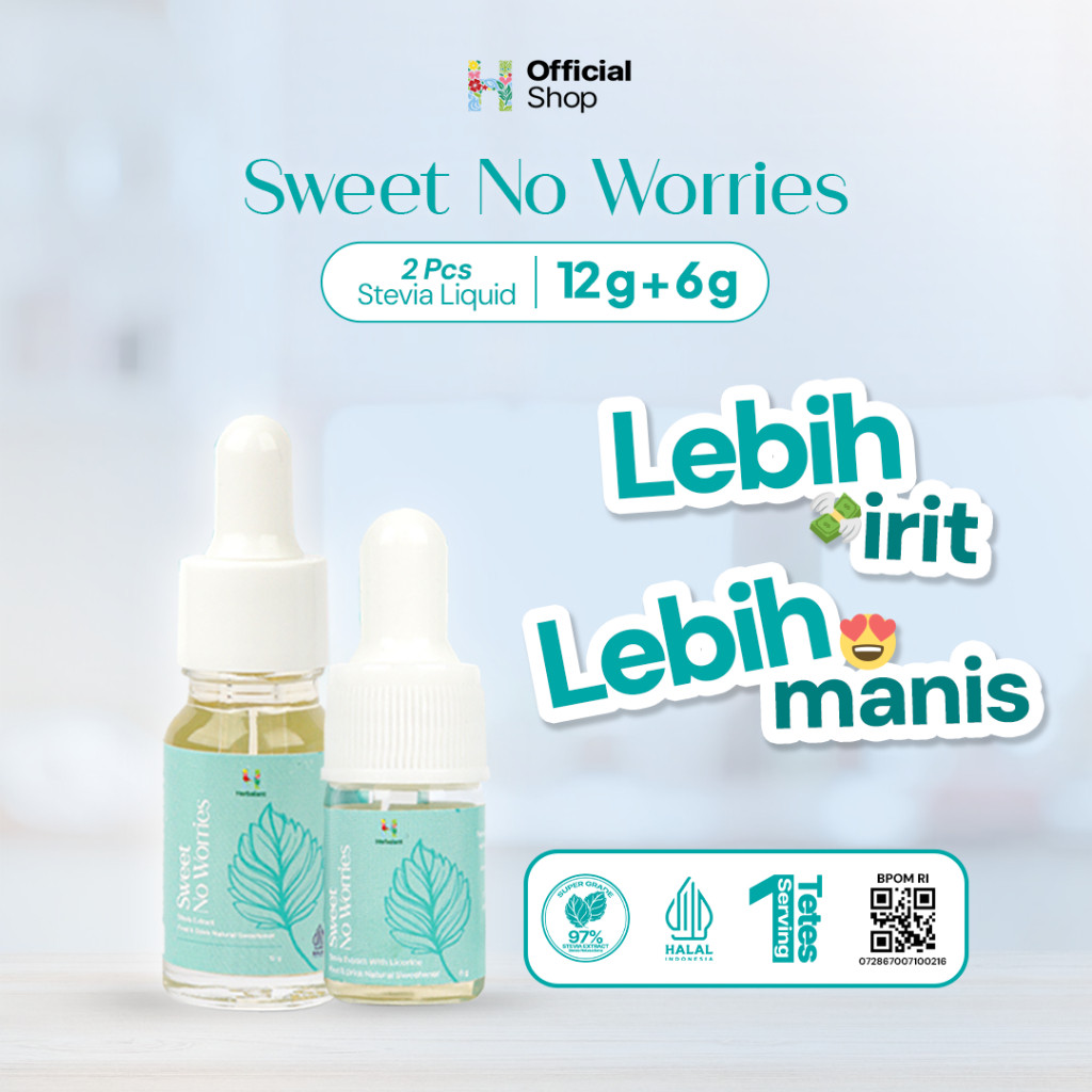 

PROMO Buy 1 Get 1 - Herbalant Stevia BPOM 12g & 6g | Stevia Cair | 0 Calories | Gula diet | Gula stevia