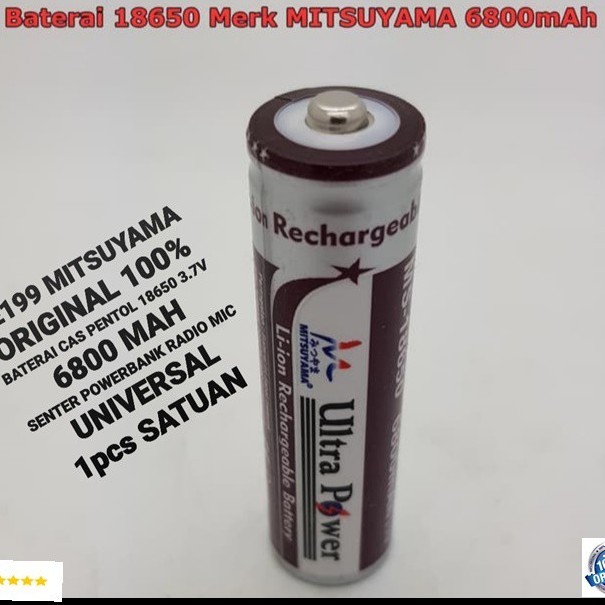 Baterai mitsuyama 18650 merk mitsuyama