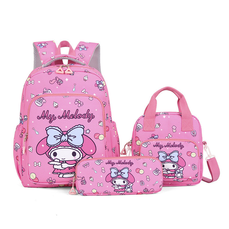 

Cute Hello Kitty Backpack Set for Girls 3 Piece Pupil School Bag Pencil Case Kuromi Large Capacity for Kids 6 12 Years cartoon