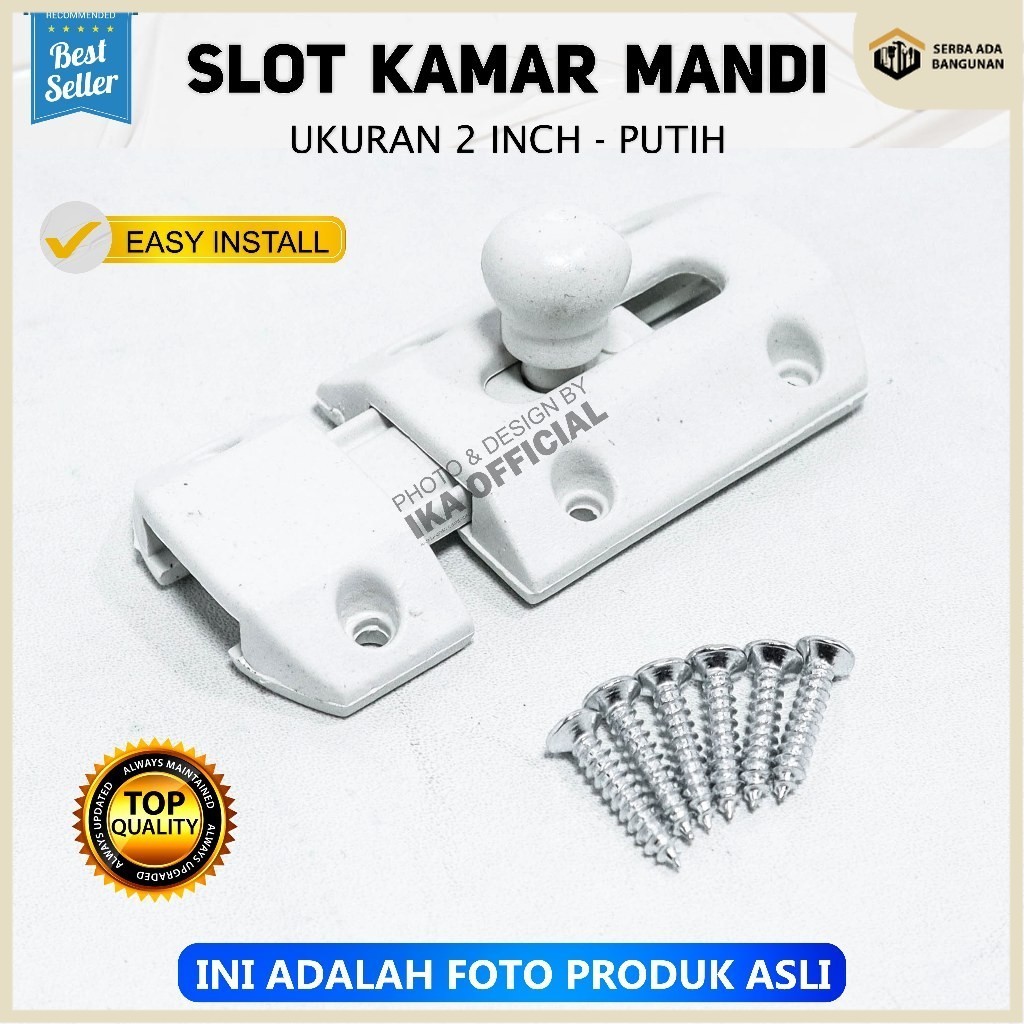 SAB Grendel pvc plastik 2 inch / 5 cm selot pintu kamar mandi wc toilet rak pintu lemari Kuncian slo