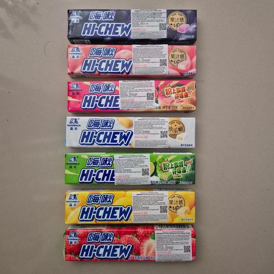 

Hi Chew Soft Candy Permen Import Rasa Lemon / Yogurt / Cola / Stroberi / Peach / Grape / Jeruk Nipis / Jeruk Bali