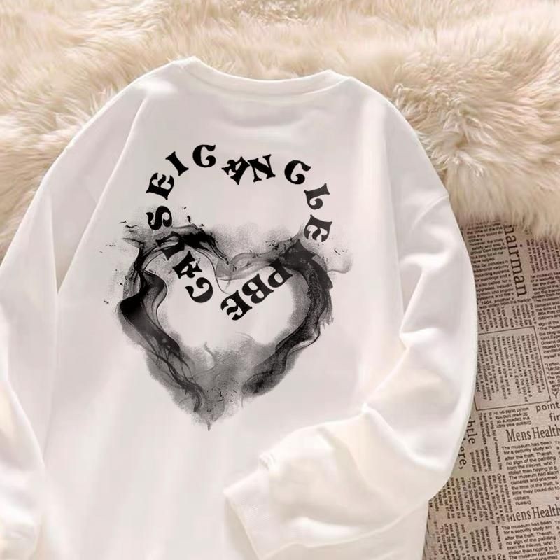 sweater heart grafiti baju atasan wanita Korean style terbaru