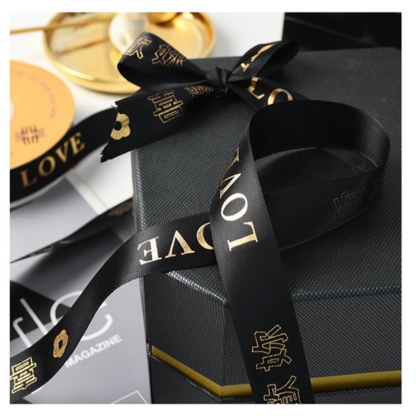 

[1Rol 50Yard] PITA PER ROLL TULISAN LOVE 1CM - 2.5CM / pita satin / pita kado / pita bucket