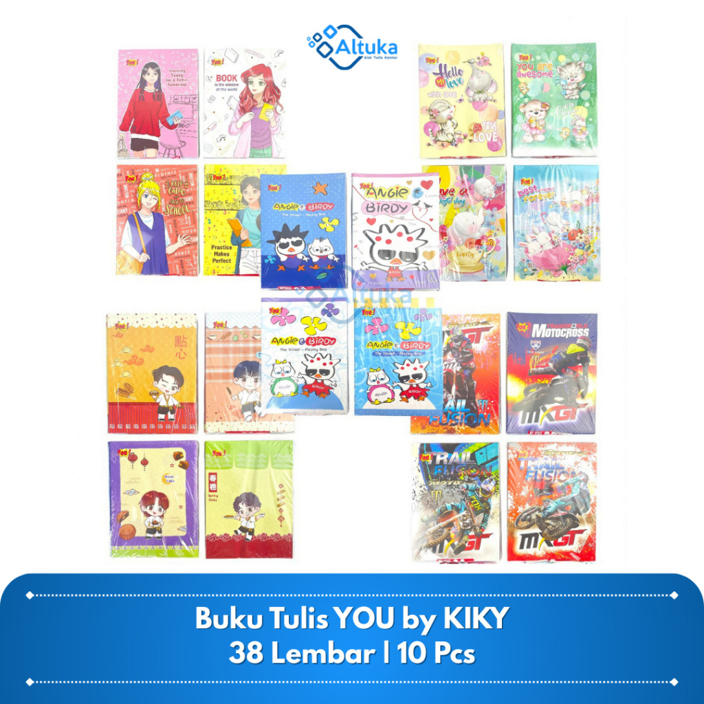 

(Harga Per Pak isi 10) Buku Tulis 30 Lembar dan 38 Lembar YOU by Kiky