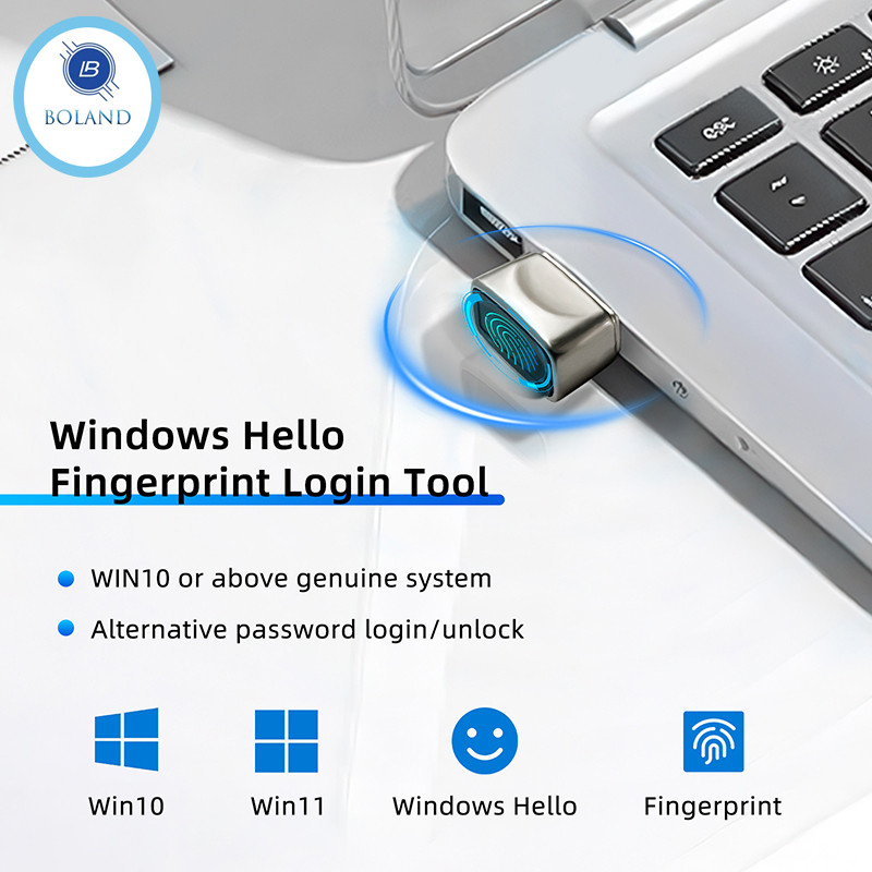 Mini Biometric Fingerprint Login Lock Hello Windows 10 Biometric Scanner USB Metal Fingerprint Reade