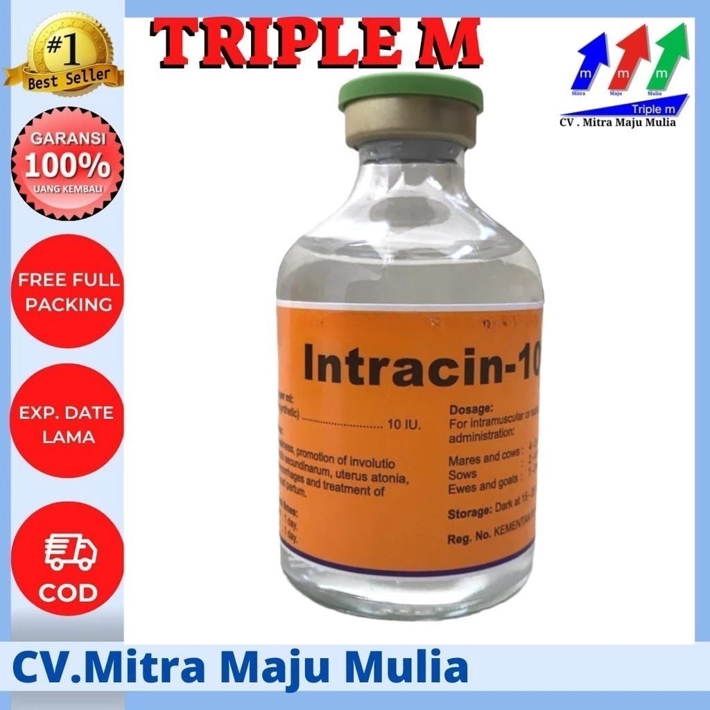 INTRACIN 10S 50 ml (Pengganti Oxytocin 10) Hormon Perangsang Kontraksi Uterus Kelenjar Susu Hewan