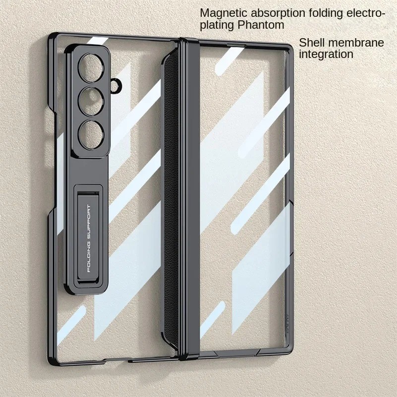 Case Samsung Galaxy Z Fold 7 Fold7 GKK Phantom Glass Clear Hinge Protection With Kickstand