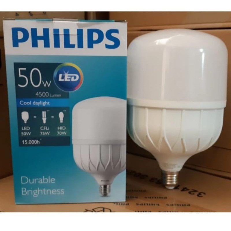 New Lampu Bohlam LED Philips 50 Watt 50W 50Watt 50 W (Nyala Putih)Premium