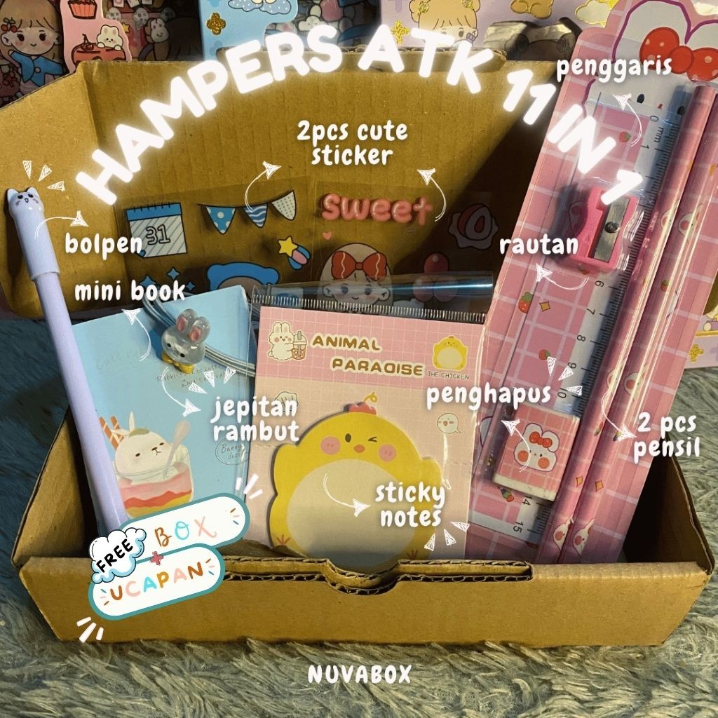 

NUVABOX - COD SET ALAT TULIS 11 IN 1 FREE UCAPAN / GIFT HADIAH HAMPERS KADO SEKOLAH / ALAT TULIS SET ULTAH MURAH