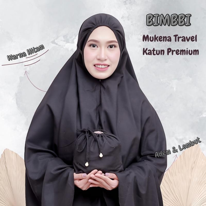 Mukena Simpel / Simple   Dewasa Katun Polos   Series Atasan Bawahan Hitam by Bimbbi - Muslim Cantik 
