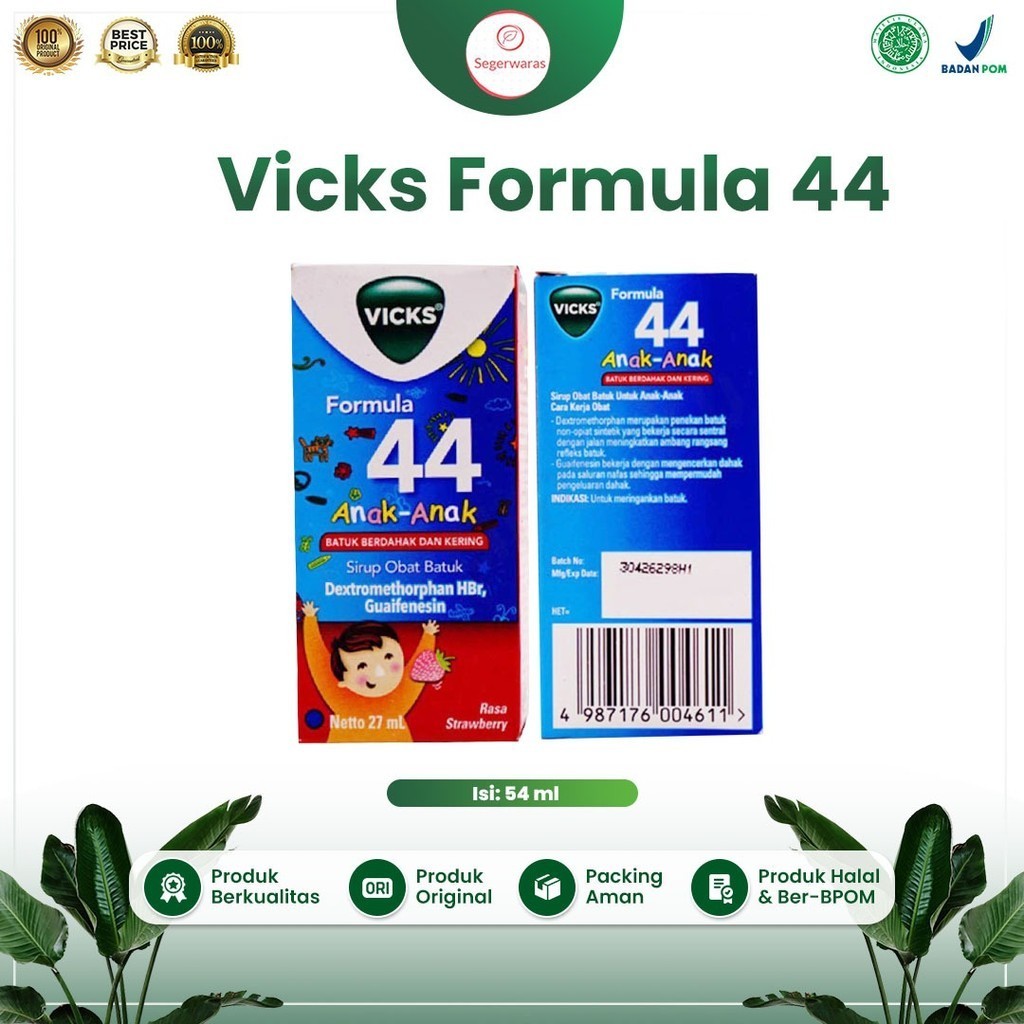 

Vicks Formula 44 Anak Anak Kids Syrup Batuk Sirup Batuk Viks Meringankan Batuk berdahak & kering