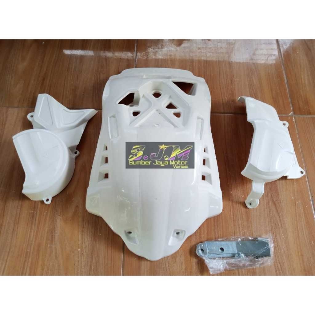 Cover Mesin Engine Bawah + Block Mesin Kiri Kanan Crf 150 Putih