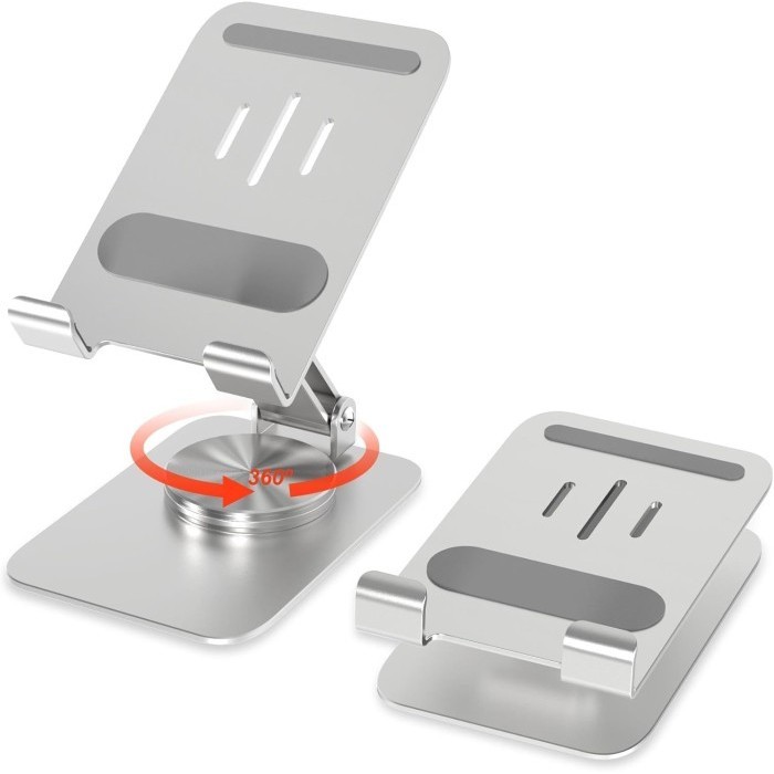 Phone Holder Metal Alumunium 360° Rotating Phone Stand Kokoh Tablet HP Holder Docking Anti Getaran Shock Double Mini Folding Lipat Anti Karat Anti Slip Universal Smartphone Tablet Aluminium Alloy Gadget Portable 360 LBX K18