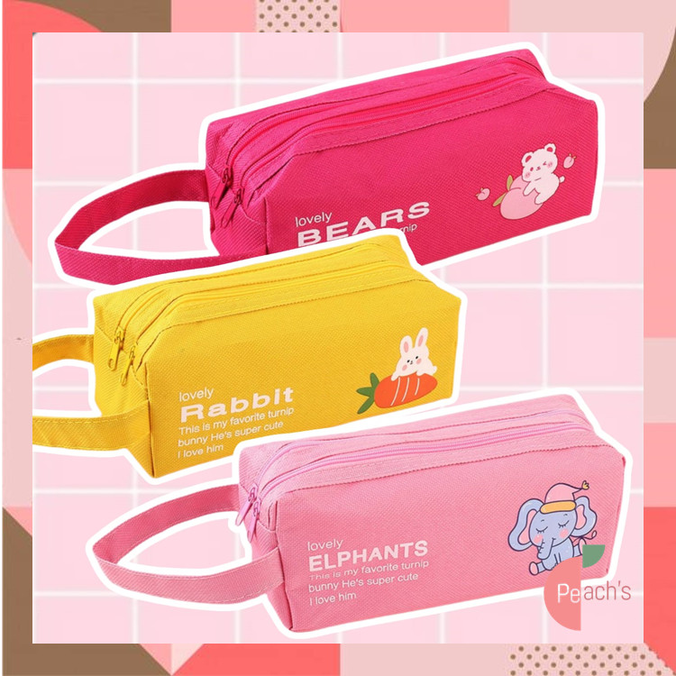 

PEACHs - S6249 Stationary Case / Tempat Pensil Hewan Kartun dengan Dua Resleting