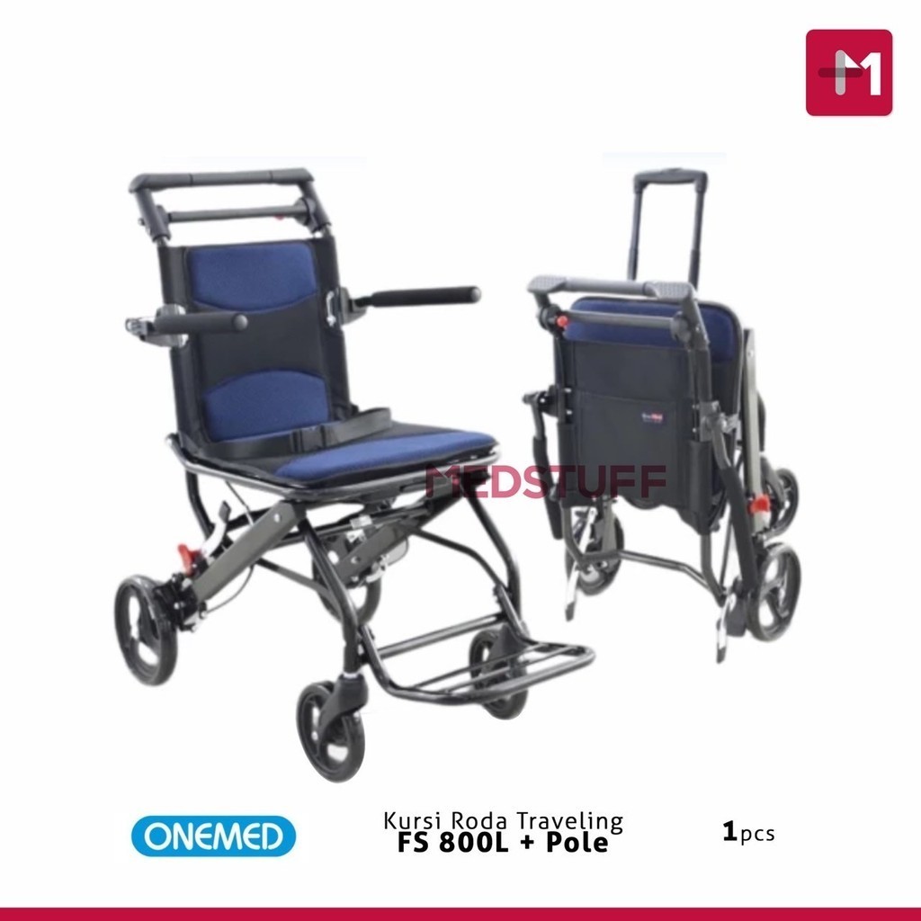 Kursi Roda Travel FS800L with Pole Kursi Roda Travelling Onemed Kursi Roda Lipat Onemed